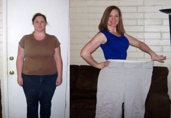 Moteris prieš ir po geriamosios dietos